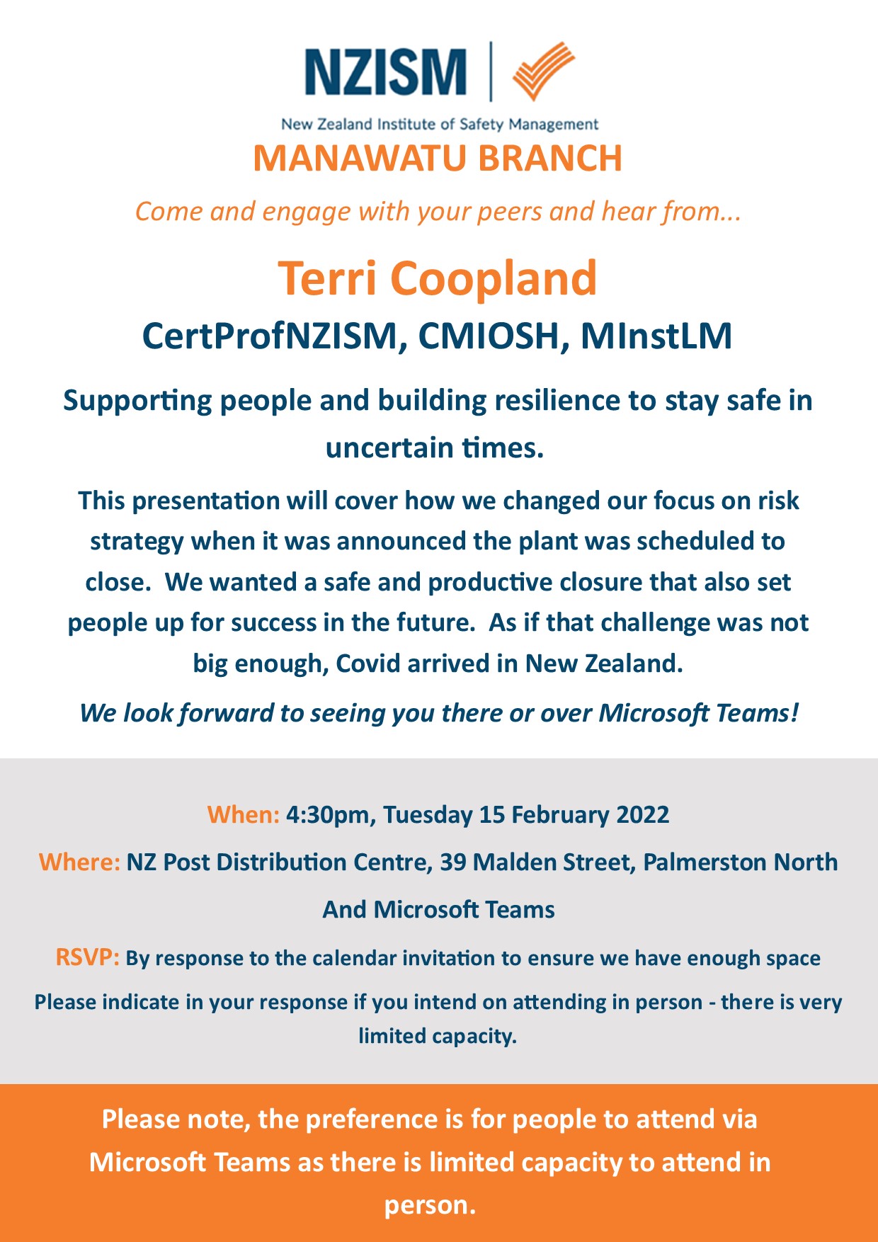 image for Manawatu Branch: Terri Coopland Presentation
