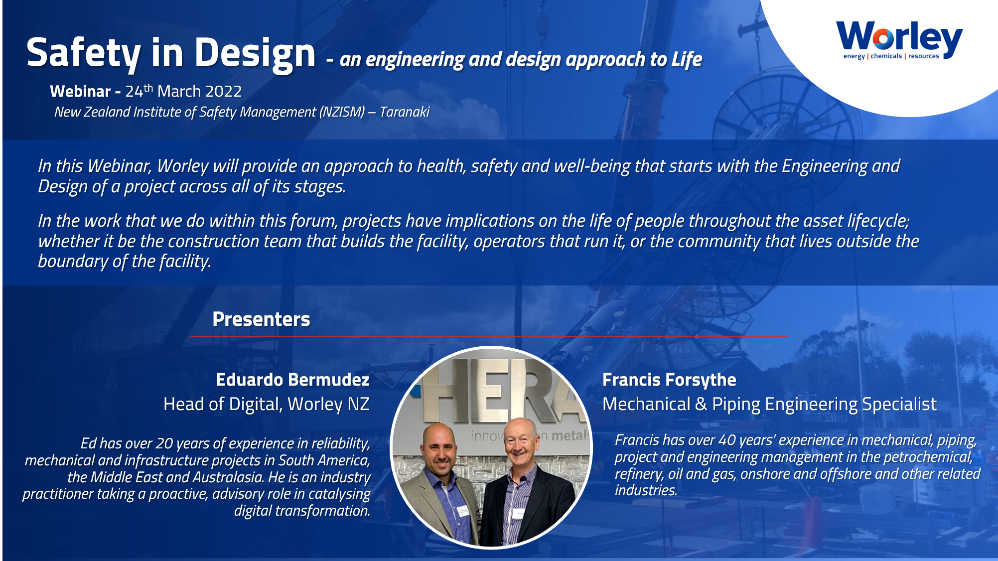 image for Taranaki Branch Meeting online - Safety in Design: An engineering and design approach to life
