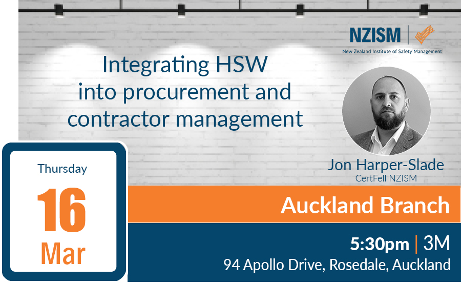 image for Auckland Branch Meeting: Integrating HSW into procurement and contractor management